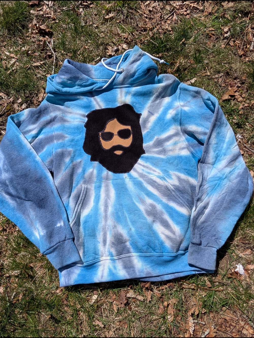 Blue Tie-Dye Pullover Hoodie Corduroy Jerry